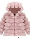 Pink  Kids bubble fur coat