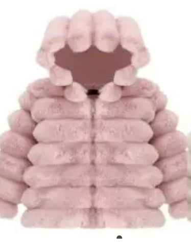 Pink  Kids bubble fur coat