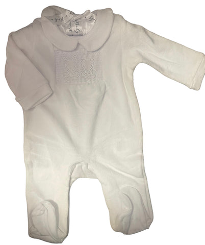 Unisex bunny  velour babygrow