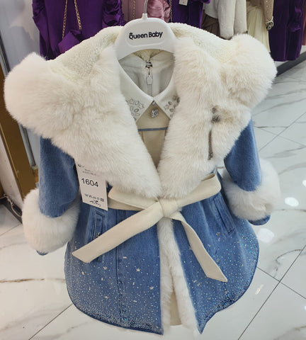 Fur heavy coat dress set2-11 years