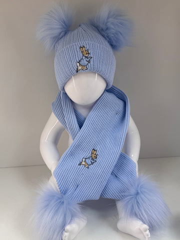 Rabbit Faux fur hat and scarf set