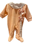 Velour babygrow peach