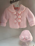 cardigan and hat set -pink