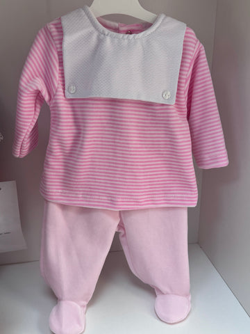 Tia velour babygrow pink