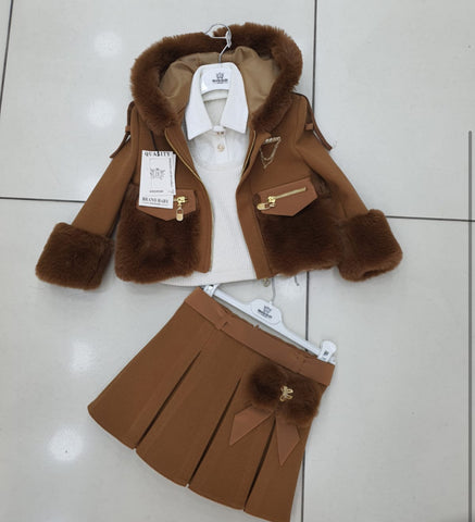 Girls fur coat set