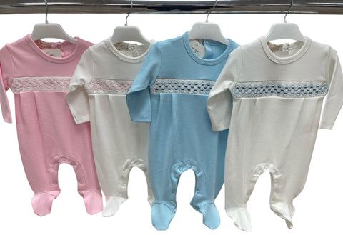 Smock babygrow white