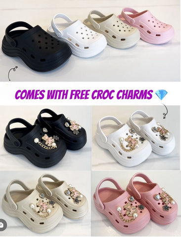 Crocs pink free charms included