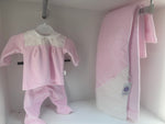 Velour shawl and babygrow 2 piece