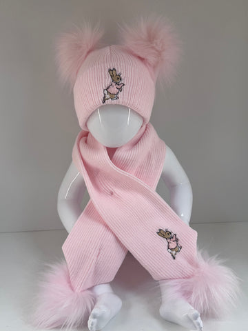 Rabbit Faux fur hat and scarf set