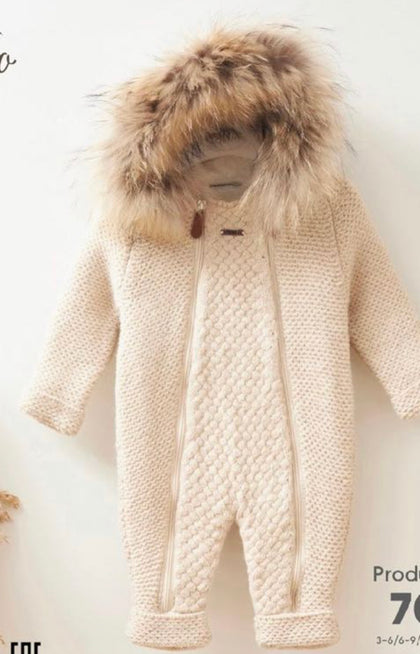 Real fur snow suit