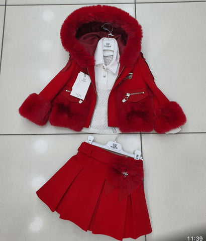 Girls fur coat set
