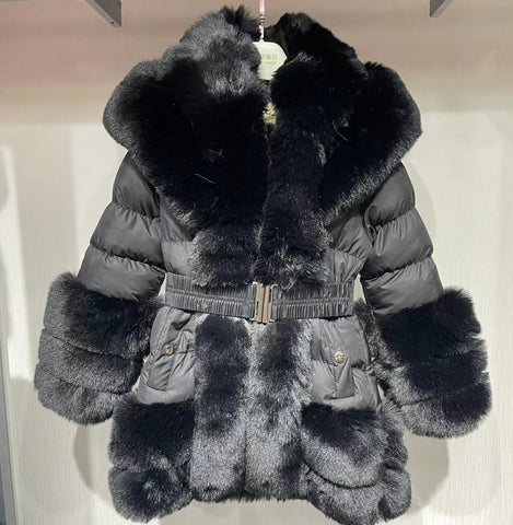 Barbie fur coat black