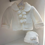 cardigan and hat set -white