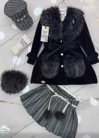 Fur heavy coat dress set2-11 years