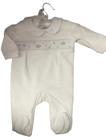 Unisex star velour babygrow