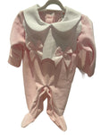 Double bow velour babygrow pink