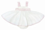 Organza puff ball dress with frilly pants