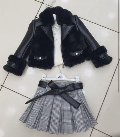 Girls fur coat set