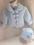 cardigan and hat set -blue