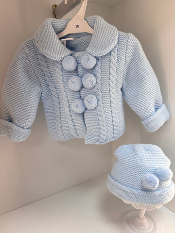 cardigan and hat set -blue