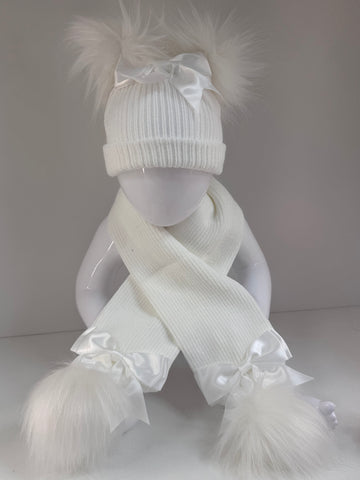 Faux fur hat and scarf set