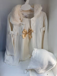 Spanish romper bloomers knitted coat and bonnett set