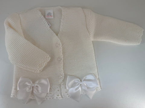 White bow cardigan