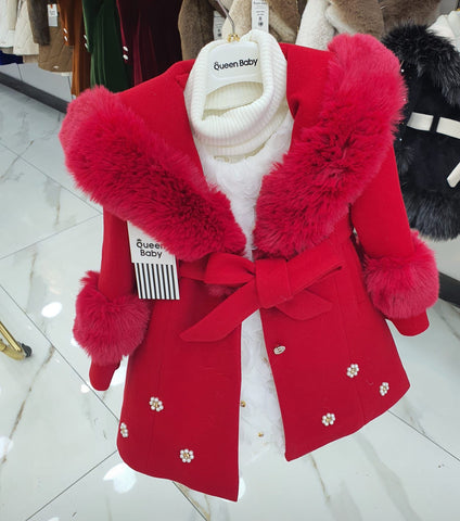 Girls fur coat set