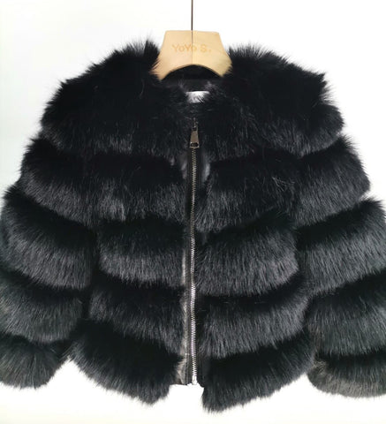 Cindy fur coat black