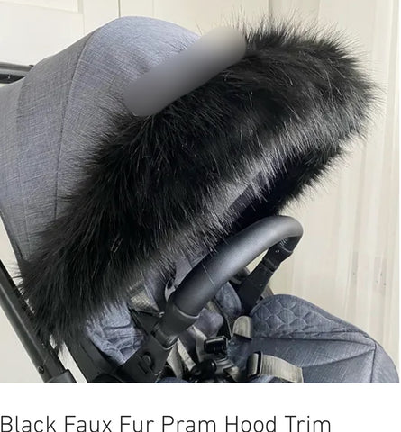 Black  Pram fur trim