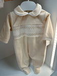 Hudson velour  beige babygrow