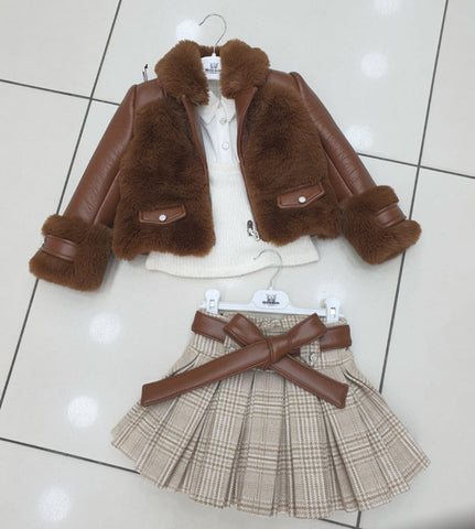 Girls fur coat set