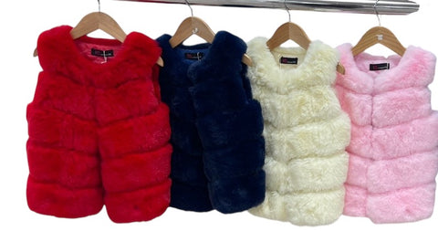 Fur gillets pink