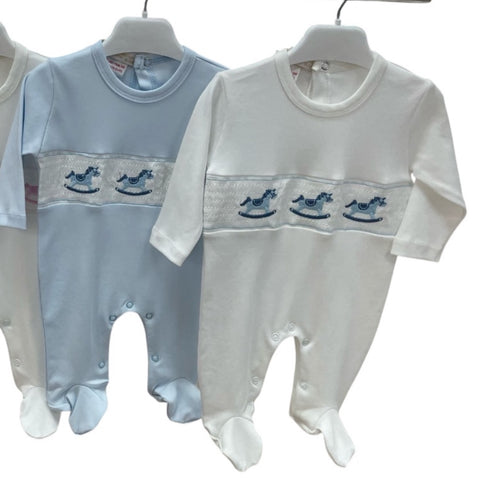 Rocking horse  babygrow blue