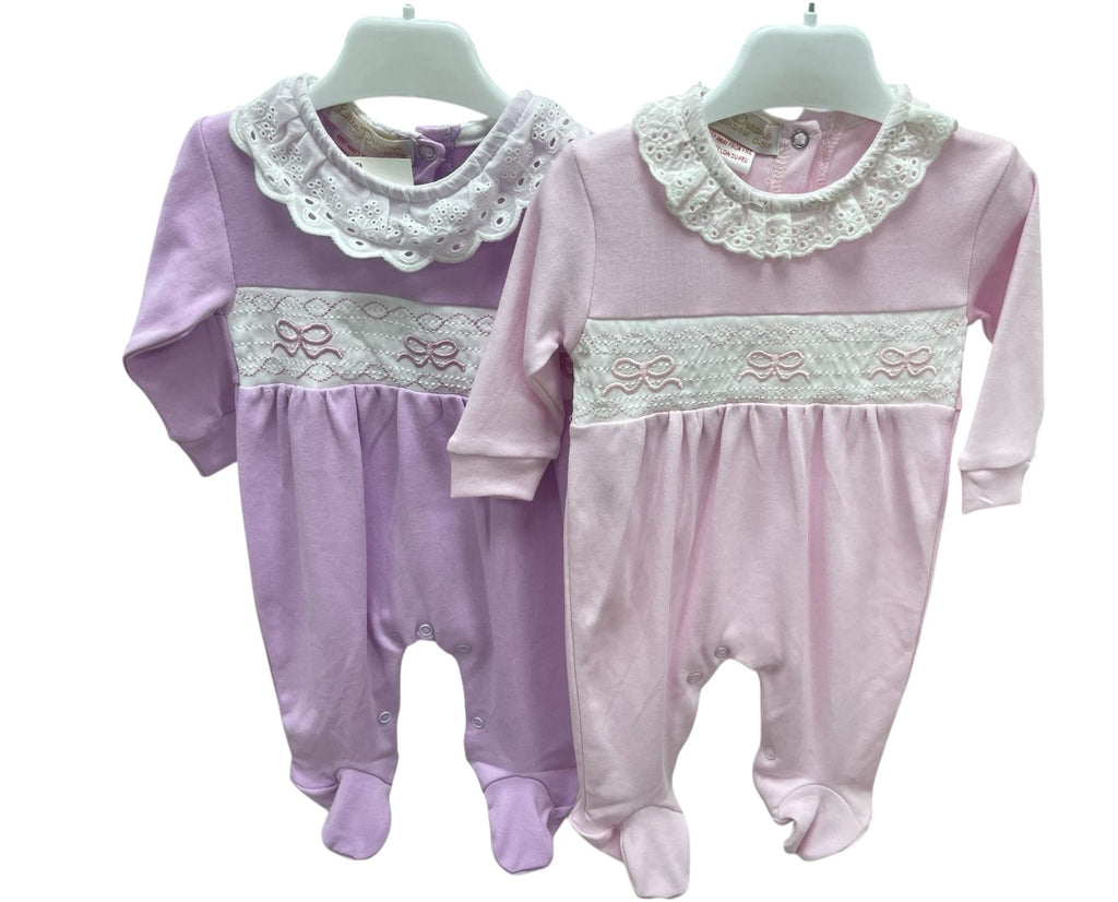 Smock babygrow purple