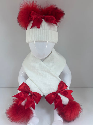 Faux fur hat and scarf set