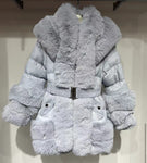 Barbie fur coat grey