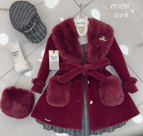 Fur heavy coat dress set2-11 years