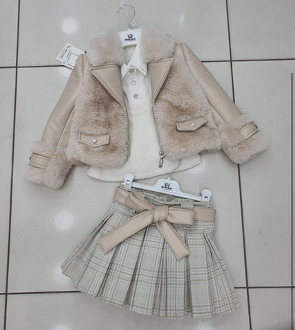 Girls fur coat set