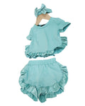 Frill detail short set with matching head band