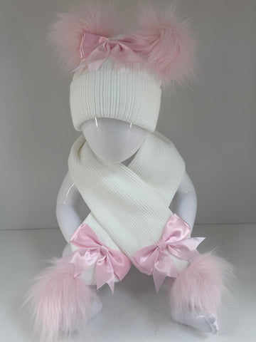 Faux fur hat and scarf set