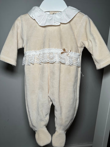 Lace velour babygrow