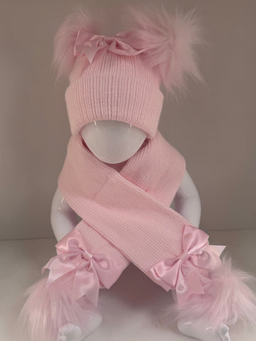 Faux fur hat and scarf set
