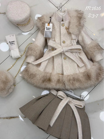 Girls fur coat set