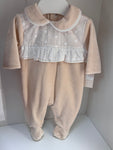 Zoey velour babygrow beige