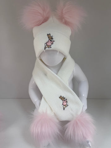 Rabbit Faux fur hat and scarf set