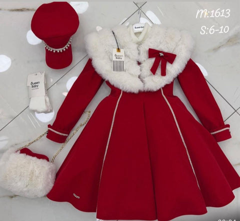 Fur heavy coat dress set2-11 years