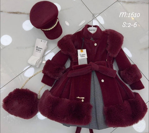 Fur heavy coat dress set2-11 years