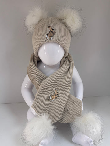 Rabbit Faux fur hat and scarf set