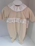 Lace babygrow beige